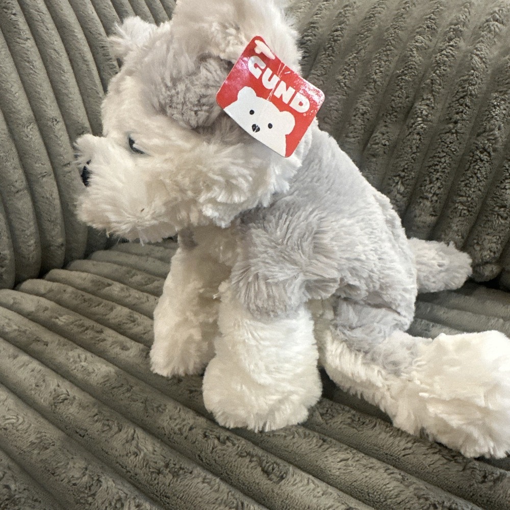 Gund Fair Isle Arctic Dog Fluffy Husky Plush Stuffed Puppy Animal White Gray NWT - Picture 10 of 16